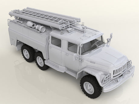 ICM 1/35 Chernobyl#2. Fire Fighters (AC-40-137A firetruck & 4 Figures & diorama base with background) Plastic Model Kit