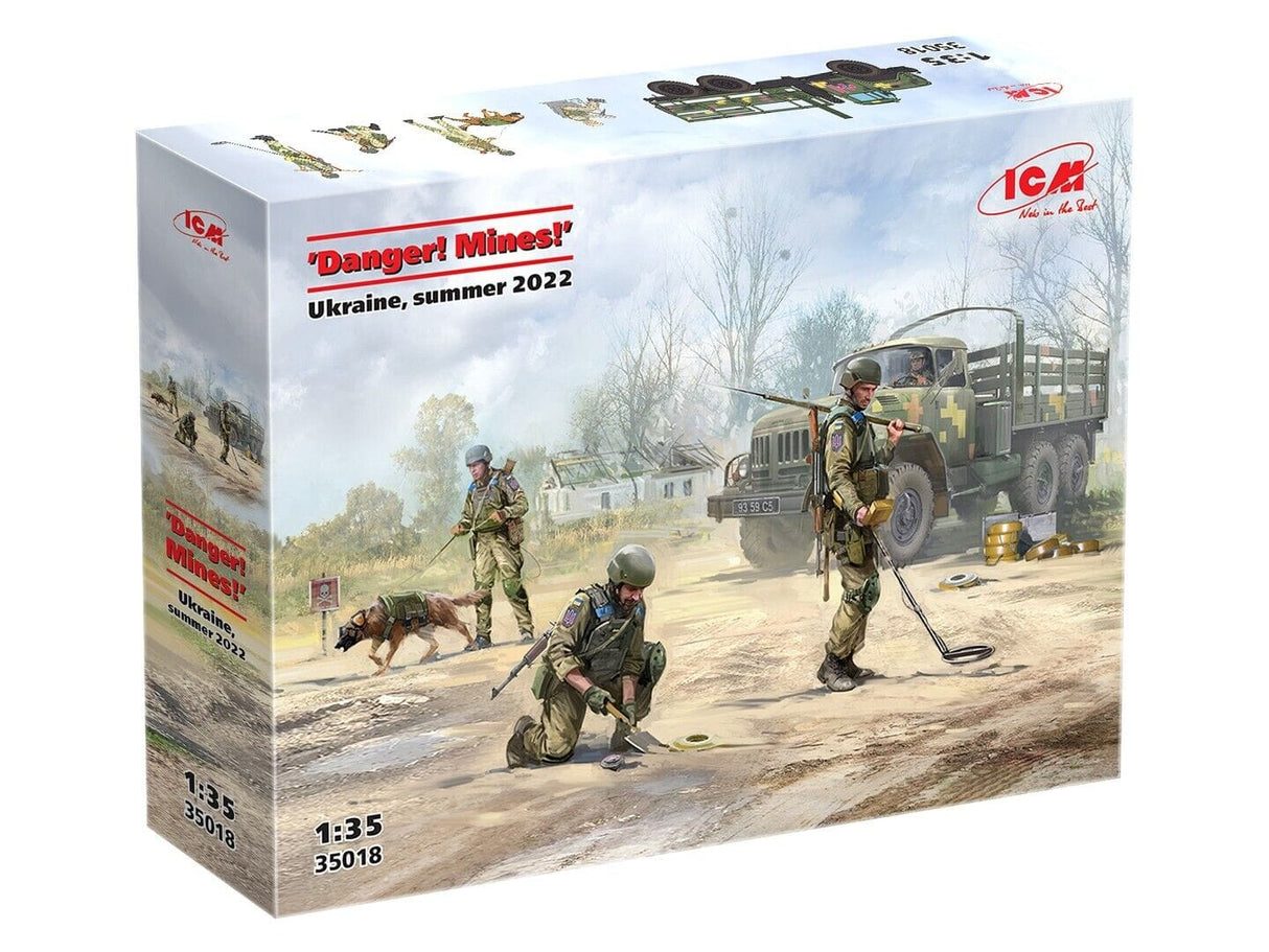 ICM 1/35 Danger! Mines! Ukraine Summer 2022 (ZiL-131 with Driver AFU Sappers Dog and Mines) Plastic Model Kit