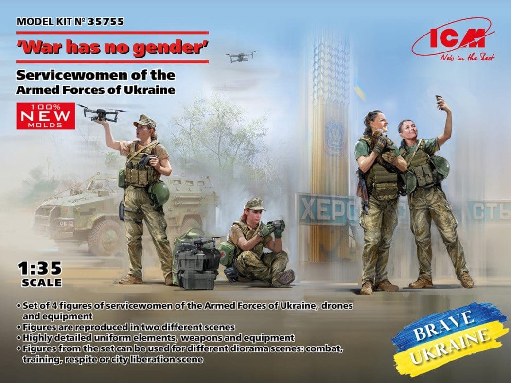 ICM 1/35 Female Servicemen of Ukraine Plastic Model Kit [35755] - Hobbytech Toys