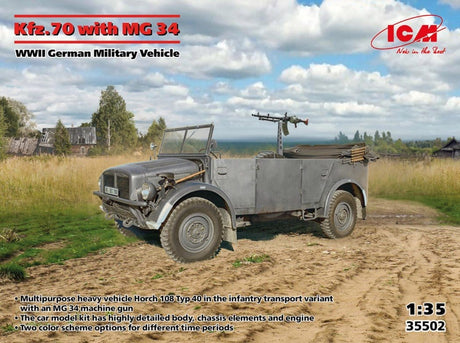 ICM 1/35 Kfz 70 with MG 34 Plastic Model Kit [35502] - Hobbytech Toys