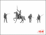 ICM 1/35 Prussian Line Infantry (1870-1871) (4 Figures - officer on horse 3 soldiers) Plastic Model Kit