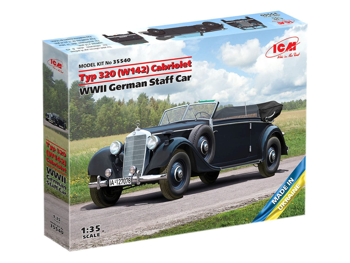 ICM 1/35 Typ 320 (W142) Cabriolet WWII German Staff Car Plastic Model Kit