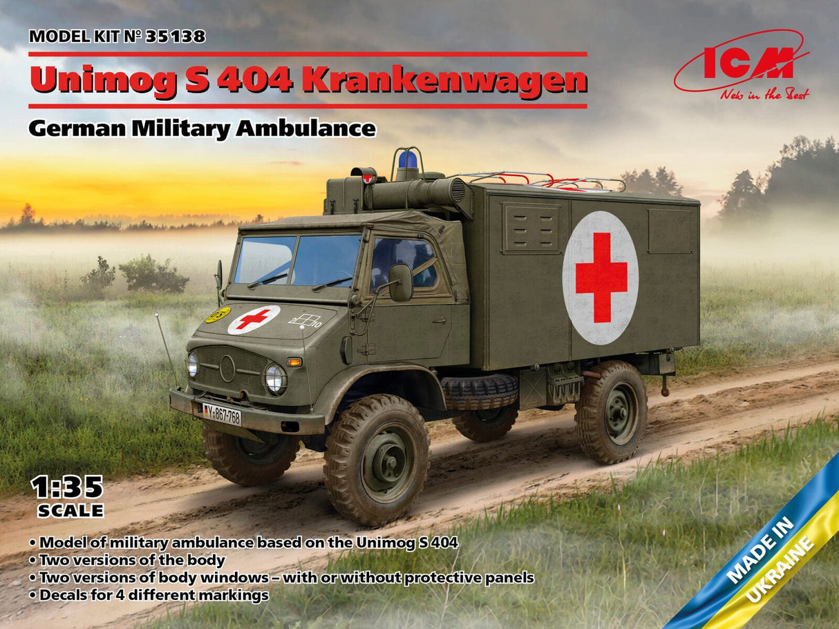 ICM 1/35 Unimog S 404 German Military Ambulance Plastic Model Kit
