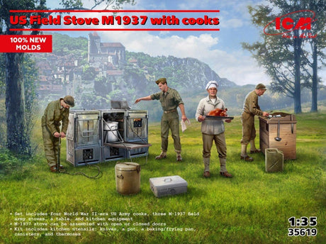 ICM 1/35 US Field Stove M - 1937 with cook Plastic Model Kit [35619] - Hobbytech Toys