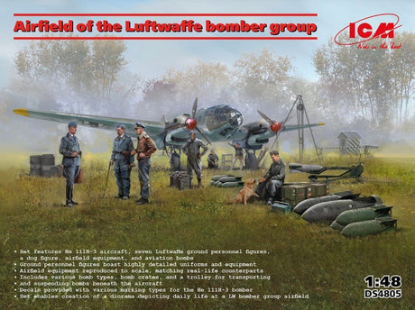 ICM 1/48 Airfield of the Luftwaffe bombe Plastic Model Kit [DS4805] - Hobbytech Toys