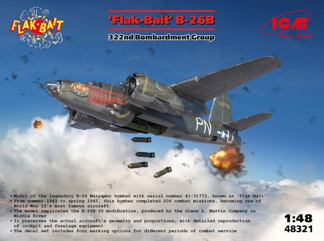 ICM 1/48 B - 26B Marauder Flak Bait Plastic Model Kit [48321] - Hobbytech Toys