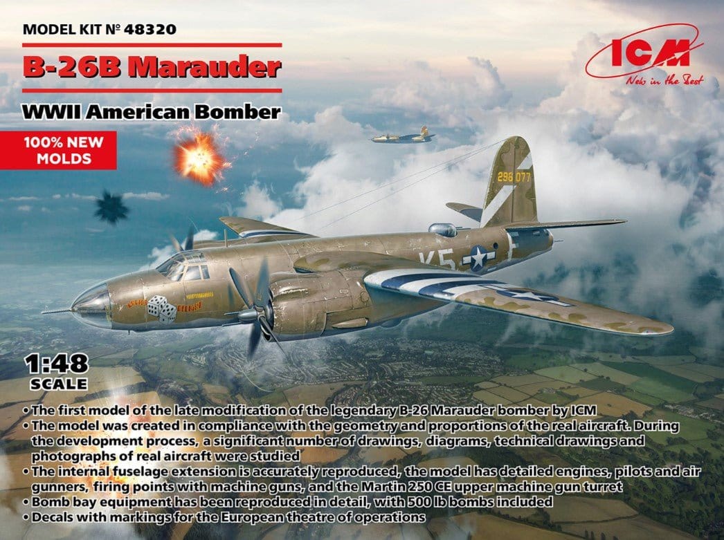 ICM 1/48 B26B Marauder Plastic Model Kit [48320] - Hobbytech Toys