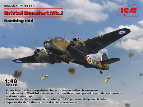ICM 1/48 Bristol Beaufort Mk I Bombing R Plastic Model Kit [48314] - Hobbytech Toys