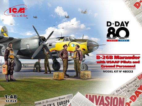 ICM 1/48 D - Day B26B Marauder with Pilots Plastic Model Kit [48322] - Hobbytech Toys