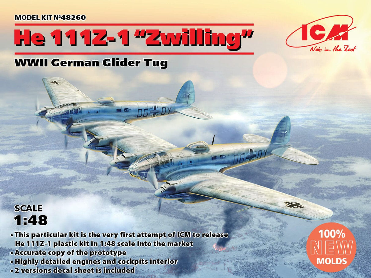 ICM 1/48 He 111Z-1 Zwilling WWII German Glider Tug Plastic Model Kit