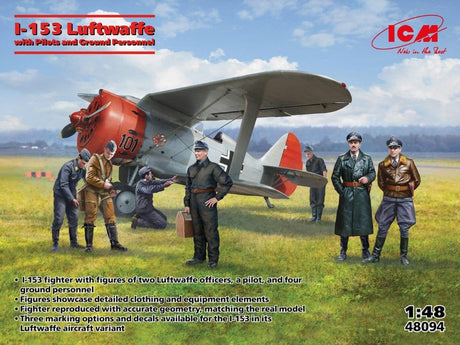 ICM 1/48 I153 Luftwaffe with Figures Plastic Model Kit [48094] - Hobbytech Toys