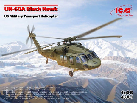 ICM 1/48 UH - 60A Black Hawk Plastic Model Kit [48361] - Hobbytech Toys