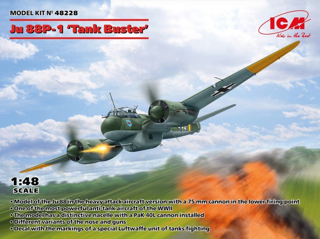 ICM Ju88P - 1 Tank Buster Plastic Model Kit [48228] - Hobbytech Toys