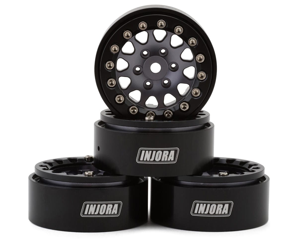 Injora 1.3" D-Slot Aluminum Micro Crawler Beadlock Wheels - Grey/Black (4)