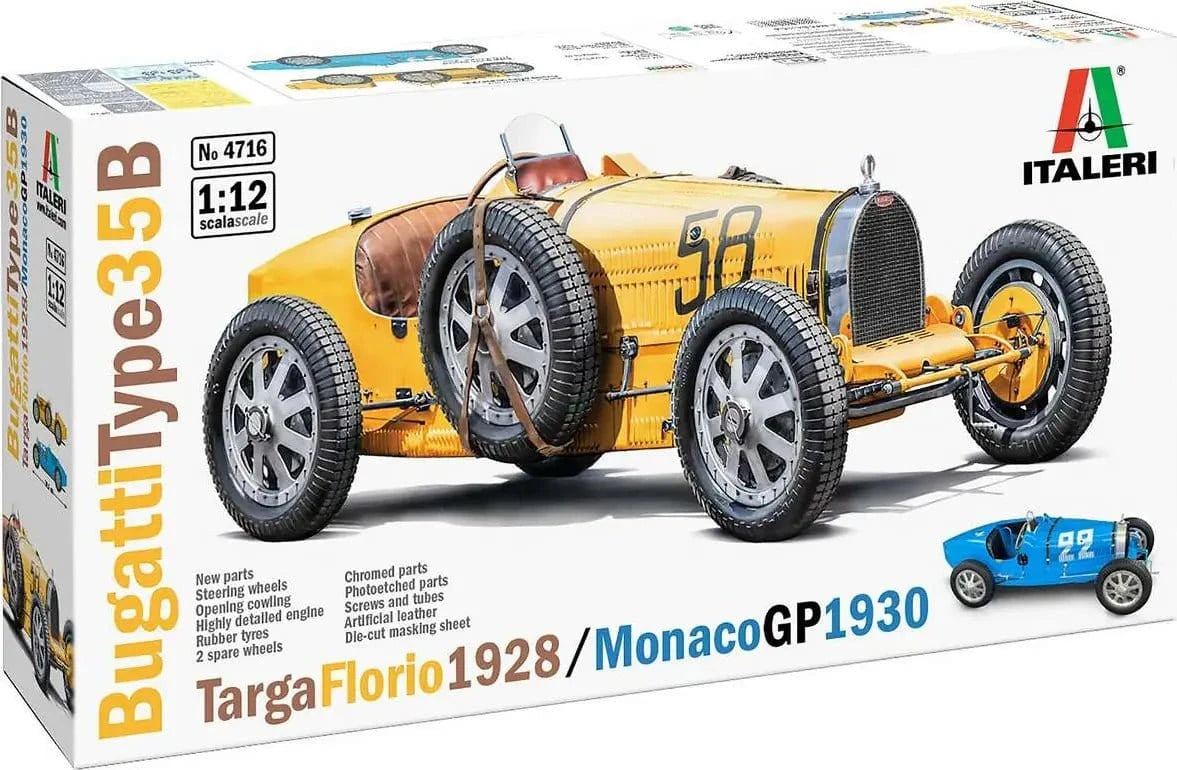 Italeri 1/12 Bugatti Type 35B - Targa Florio 1929 Monaco GP 30 Plastic Model Kit [4716] - Hobbytech Toys
