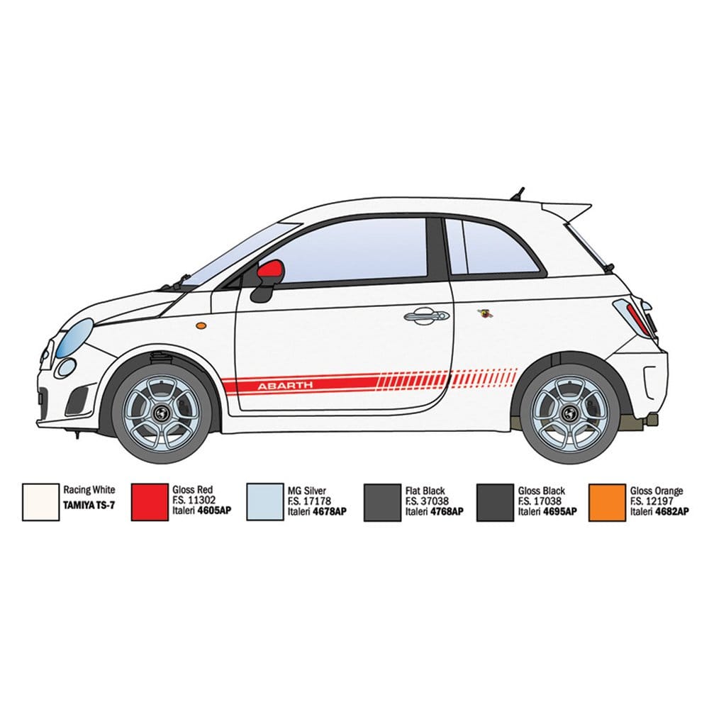 Italeri 1/24 Fiat 500 Abarth (2008) Plastic Model Kit [3674]