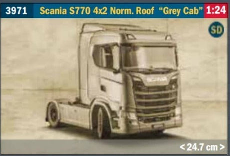 Italeri 1/24 Scania S770 4x2 Normal Roof Grey Cab (New Decal Sheet) Plastic Model Kit [3971S] - Hobbytech Toys