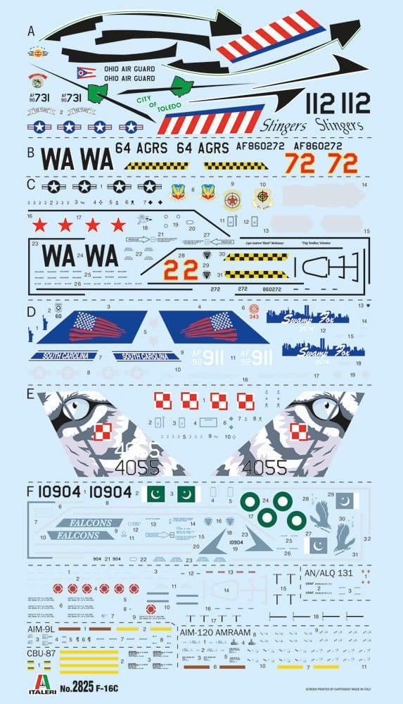 Italeri 2825S 1/48 F - 16C Fighting Falcon Plastic Model Kit - Hobbytech Toys