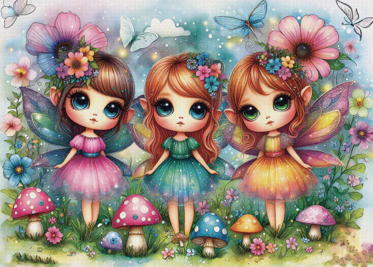 JaCaRou Garden Fairy Trio 1000pc Jigsaw Puzzle