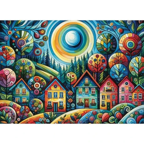 JaCaRou Lovely Colorful Village 1000pc Jigsaw Puzzle - Hobbytech Toys
