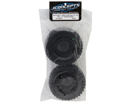 JConcepts Rock Block 1.9" 1/10 Rock Crawler Tires (4.75" - Class 2) (Green) (2) - Hobbytech Toys