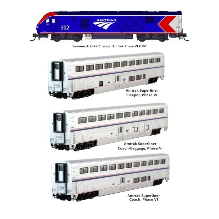 Kato N Scale Amtrak ALC-42 & Superliner Phase VI 4-unit Set [KAT101788]