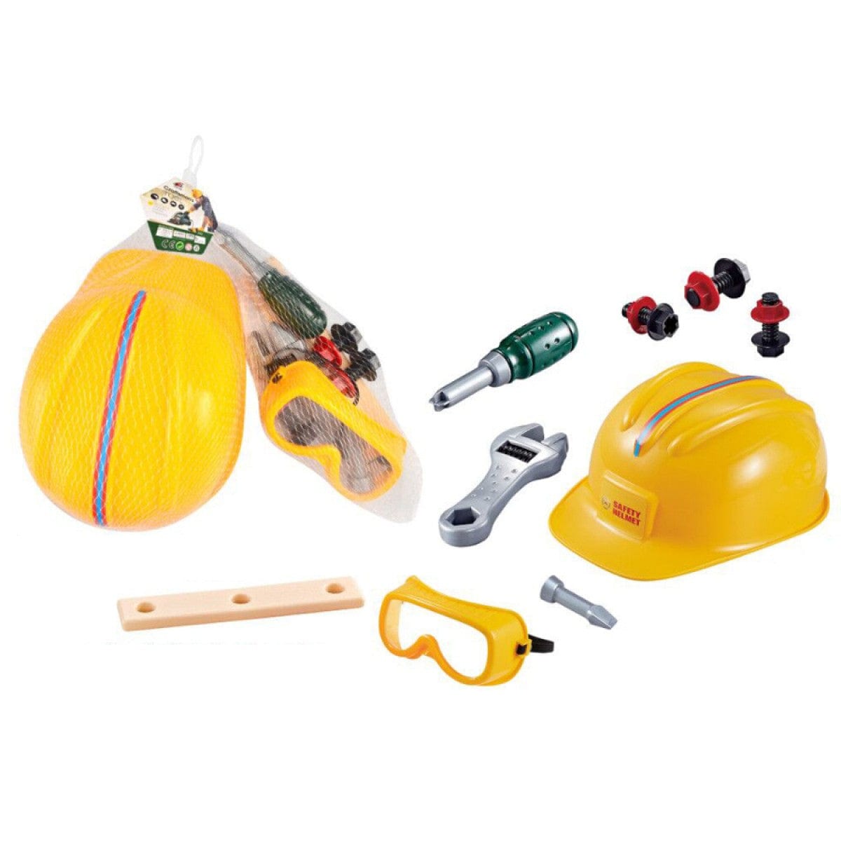 Kids Craftsman Hardhat & Tools Set In Net Bag