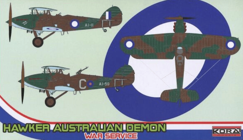 Kora Models 1/72 Hawker Australian Demon War Service Plastic Model Kit - Aus Decals