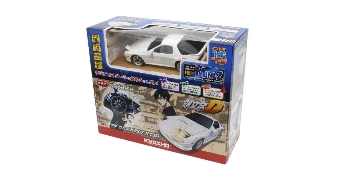 Kyosho First Mini - Z Initial D Mazda Savanna RX - 7 FC3S RC Car - White [66602A] - Hobbytech Toys