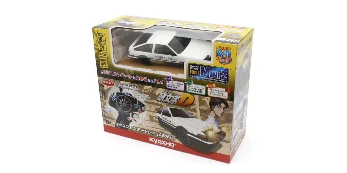 Kyosho First Mini - Z Initial D Toyota Sprinter Trueno AE86 RC Car - White/Black [66601A] - Hobbytech Toys