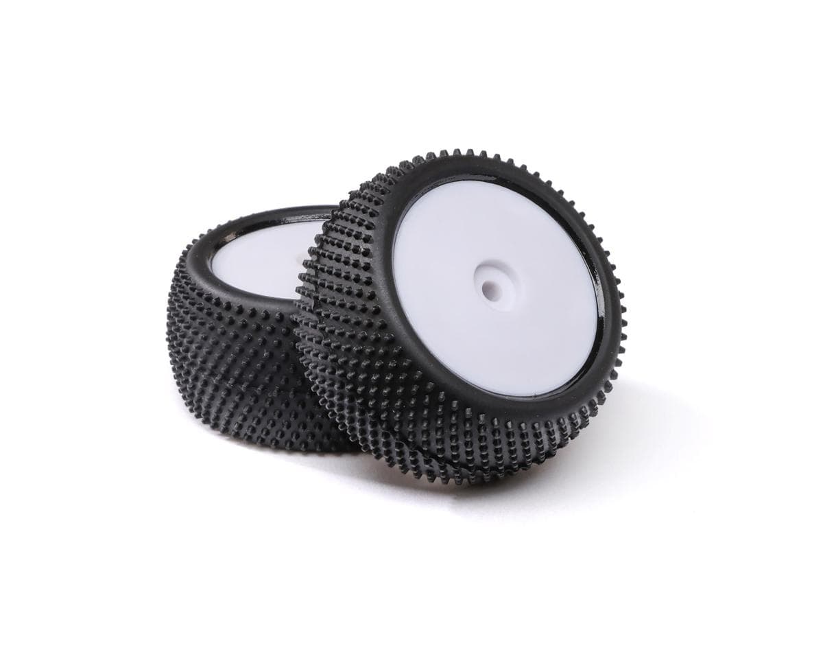 Losi Big Shot Rear Tyres Mounted on White Rims, 2pcs, Mini-B - genuine Losi product LOS41051