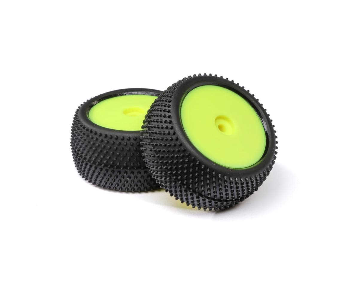 Losi Big Shot Rear Tyres Mounted on Yellow Rims, 2pcs, Mini-B - genuine Losi product LOS41050