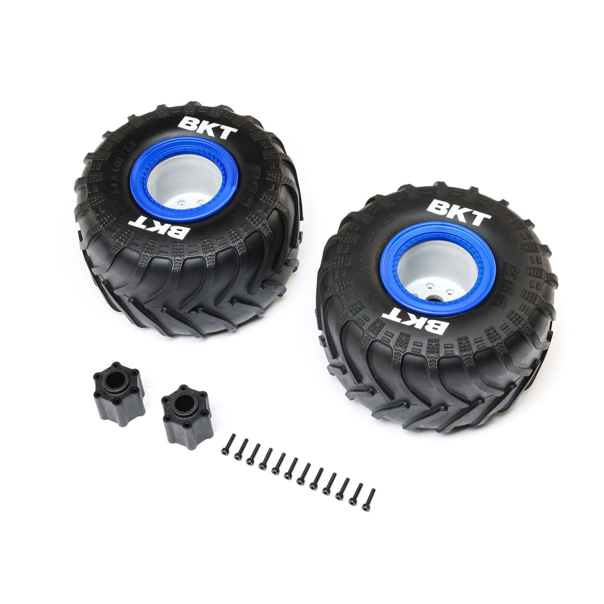 Losi LOS-1819 BKT 2.6in Medium Monster Truck Tyres Mounted on Blue Wheels LMT 2.0