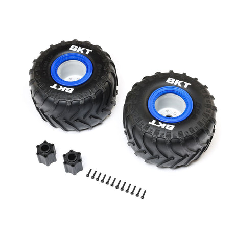 Losi LOS-1819 BKT 2.6in Medium Monster Truck Tyres Mounted on Blue Wheels LMT 2.0