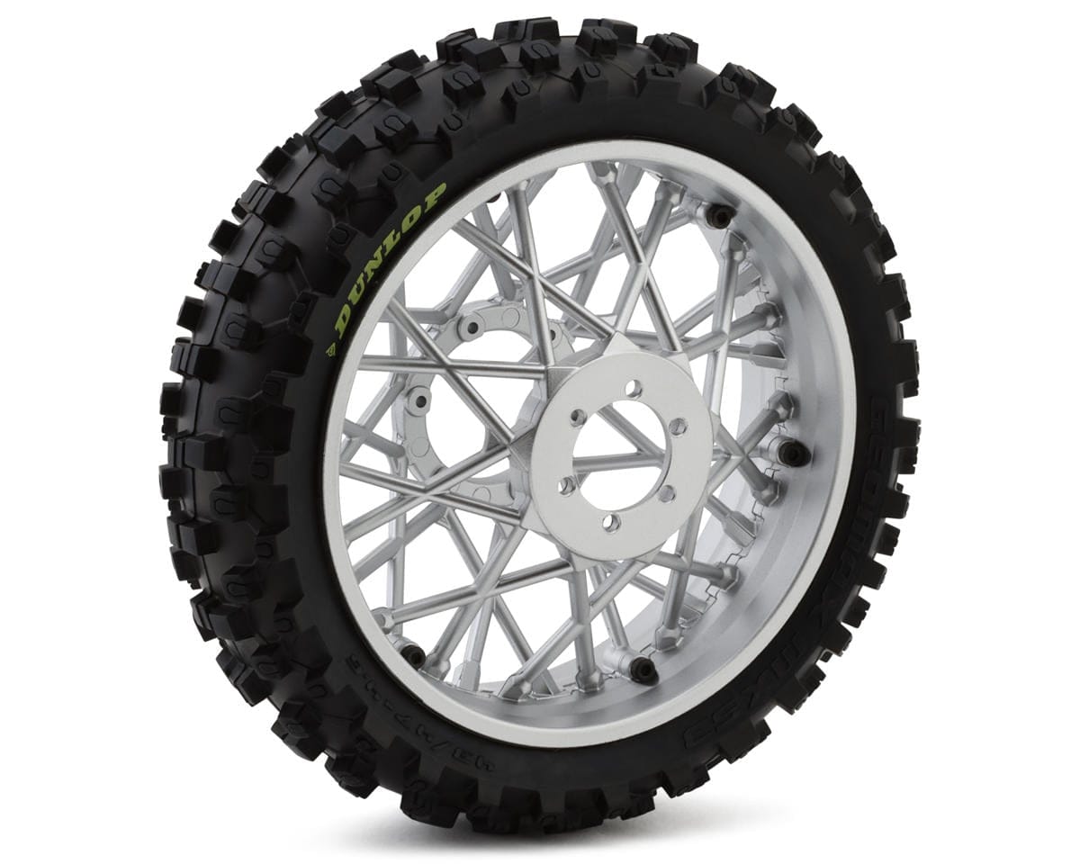 Losi Dunlop MX53 Rear Tyre Mounted with Chrome Wheel, ProMoto-MX - genuine Losi product LOS46007