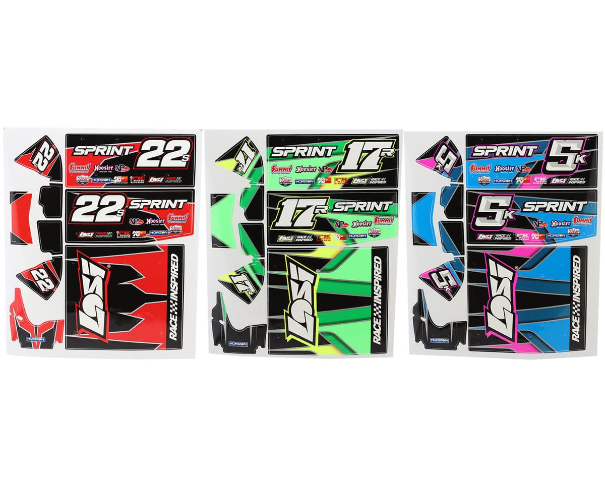 Losi Graphics Set, 3 Liveries, 22S Sprint Car LOS-2851