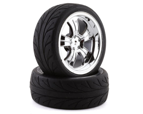 Losi LOS43038 Mounted Front 5-Spoke Wheel Tyre Chrome 2pcs