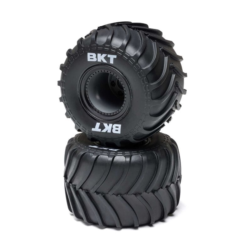 Losi MT Tires, Black Beadlock, Premount, 2pcs, Mini LMT Megalodon [LOS - 2060] - Hobbytech Toys