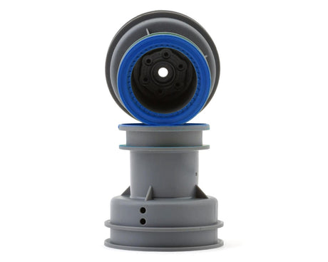 Losi MT Wheel with Blue Beadlock, Light Grey, 2pcs, Mini LMT - LOS41046