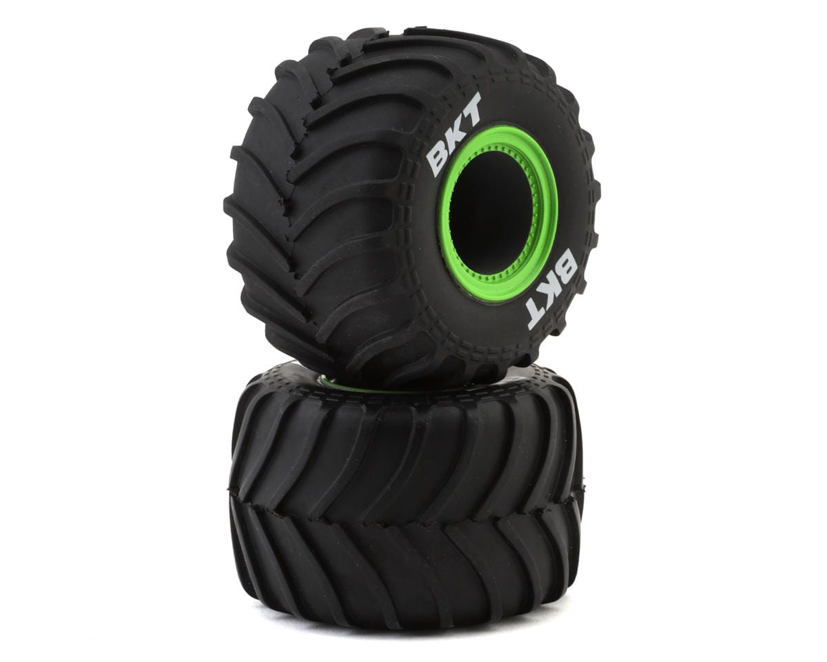 Losi Premounted MT Tyres with Green Beadlocks, 2pcs, Mini LMT - genuine Losi product LOS41045