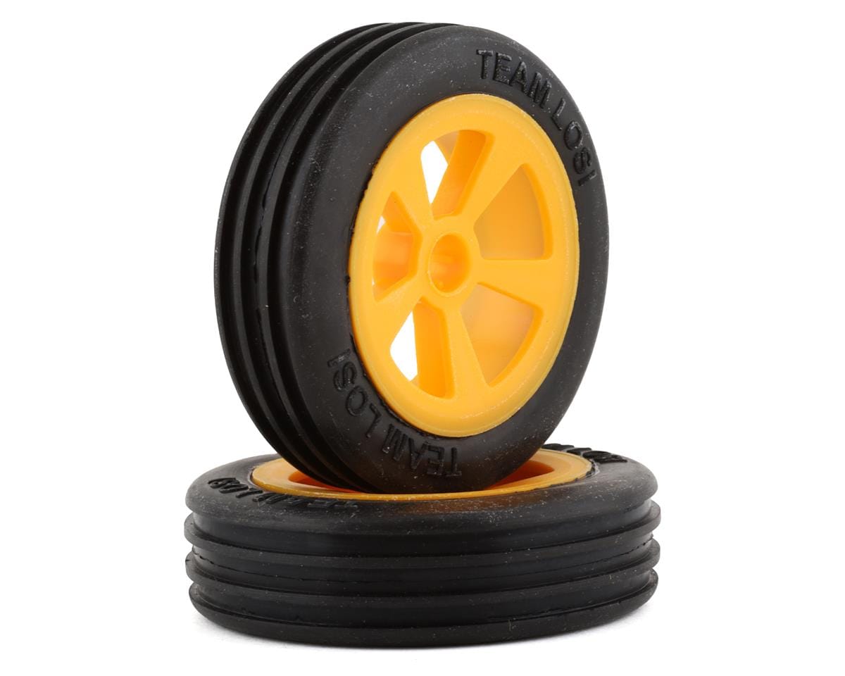 Losi Rib Front Tyres Mounted on Orange Wheels Mini JRX2 LOS41019