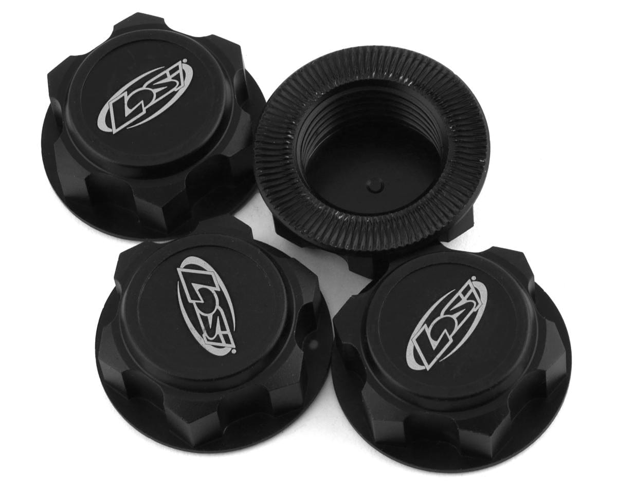 Losi Captured Black Wheel Nut 4pcs DBXL-E 2.0 LOS352009