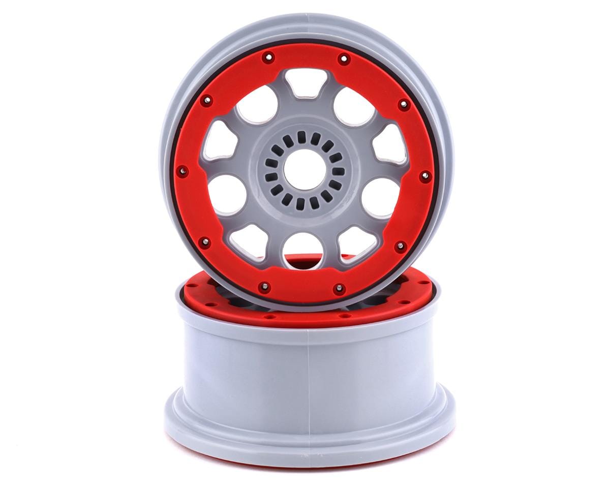Losi Wheels, Silver, Red Bead Lock, 2pcs, DBXL-E 2.0 - genuine Losi product LOS45033