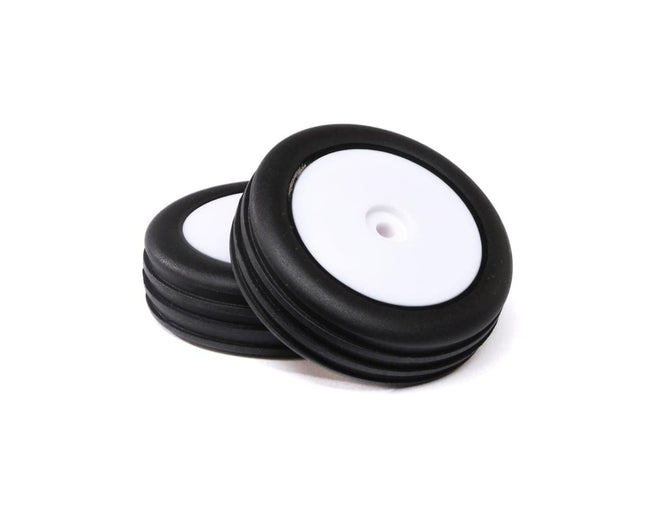 Losi Wide Body Rib Front Tyres Mounted on White Rims, 2pcs, Mini-B