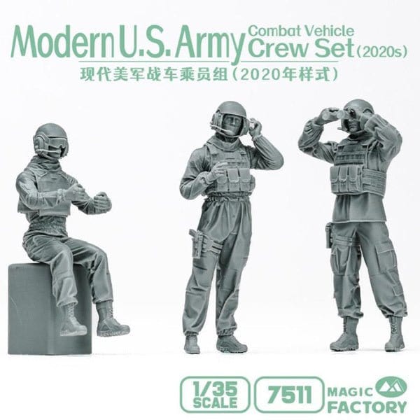 Magic Factory 1/35 Modern U.S. Army Combat Vehicle Crew Set (2020s) Plastic Model Kit - Hobbytech Toys