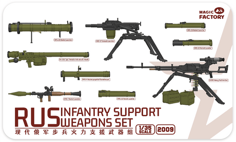 Magic Factory 1/35 RUS Infantry Support Weapons Set Plastic Model Kit [2009] - Hobbytech Toys