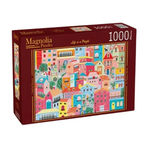 Magnolia Colorful Houses Shanya Bharti 1000pc Jigsaw Puzzle - Hobbytech Toys