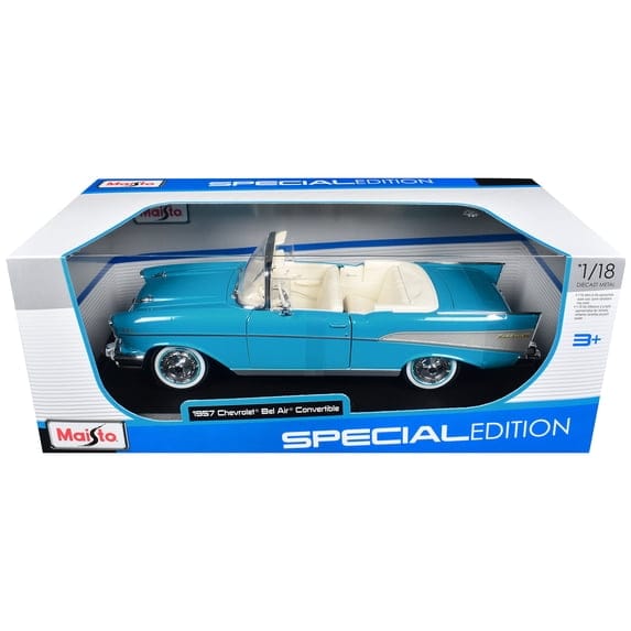 Maisto 1/18 1957 Chevrolet Bel Air Convertible Blue Special Edition
