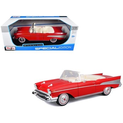 Maisto 1/18 1957 Chevrolet Bel Air Convertible Red Special Edition