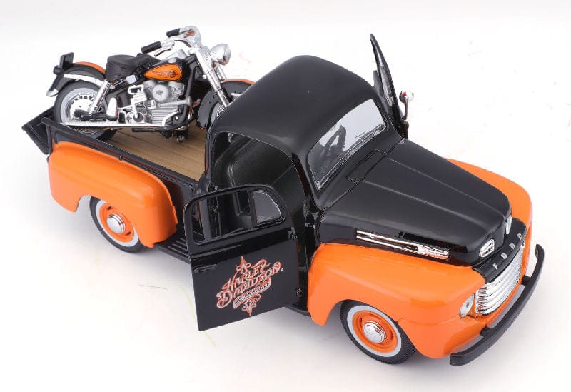 Maisto 1/24 1948 Ford F-1 Pickup with 1958 Harley-Davidson Duo Glide diecast model